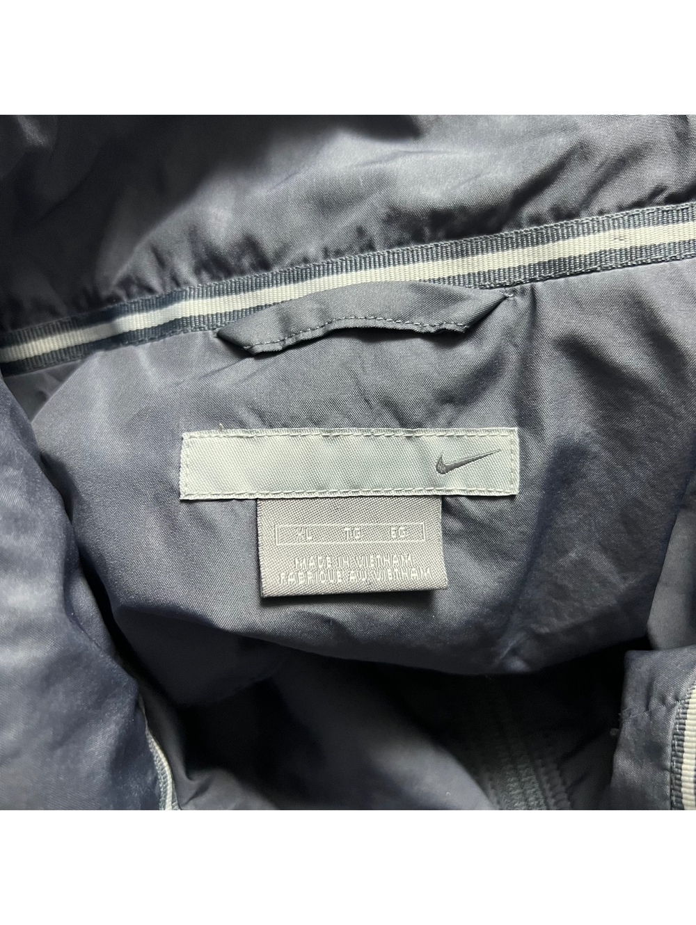 Vintage Y2K Grey Striped Nike Track Jacket Sz. XL Drawcords Embroidered Swoosh - Picture 7 of 9